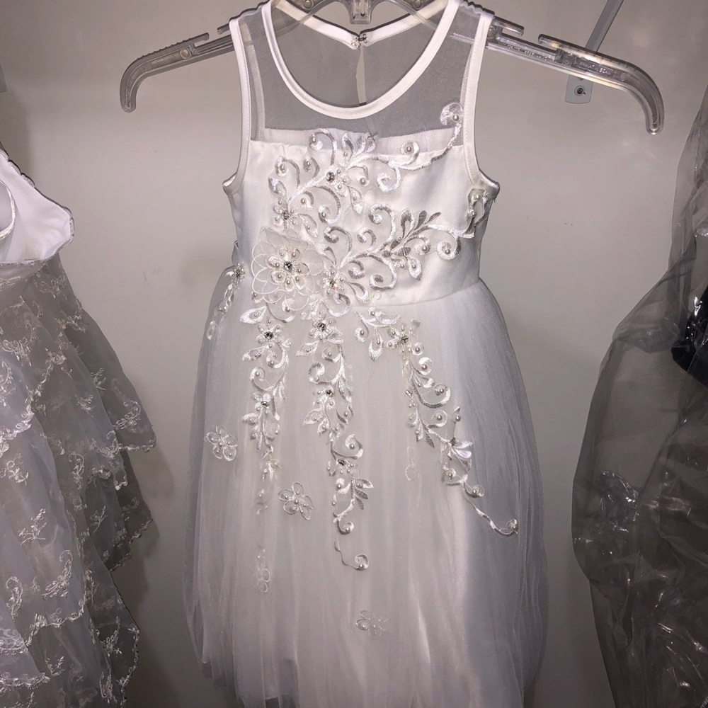 White Tip Top Flower Girl, Special Occasion Dress